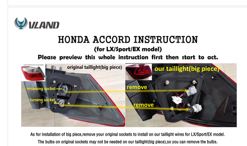 Luces traseras LED transparentes rojas VLAND para Honda Accord 2013-2017 sedán de 4 puertas - Imagen 15 de 18