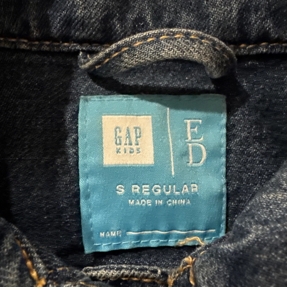 Jaqueta jeans Gap Girl’s tamanho pequeno pintura respingo artista jeans colorida outono feliz - Imagem 2 de 4