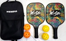 Wensha Paddle Ball 2 Player Set with 4 Balls & 2 Racquets, Case
