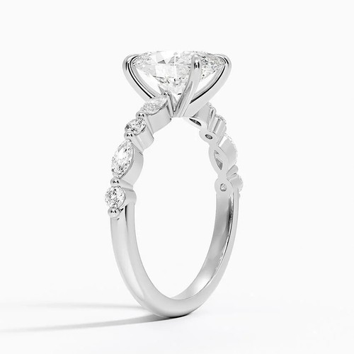 Anello di fidanzamento 1CTW Donna Oro Bianco 14K Ovale Laboratorio Coltivato Diamante Versailles - Foto 5 di 5