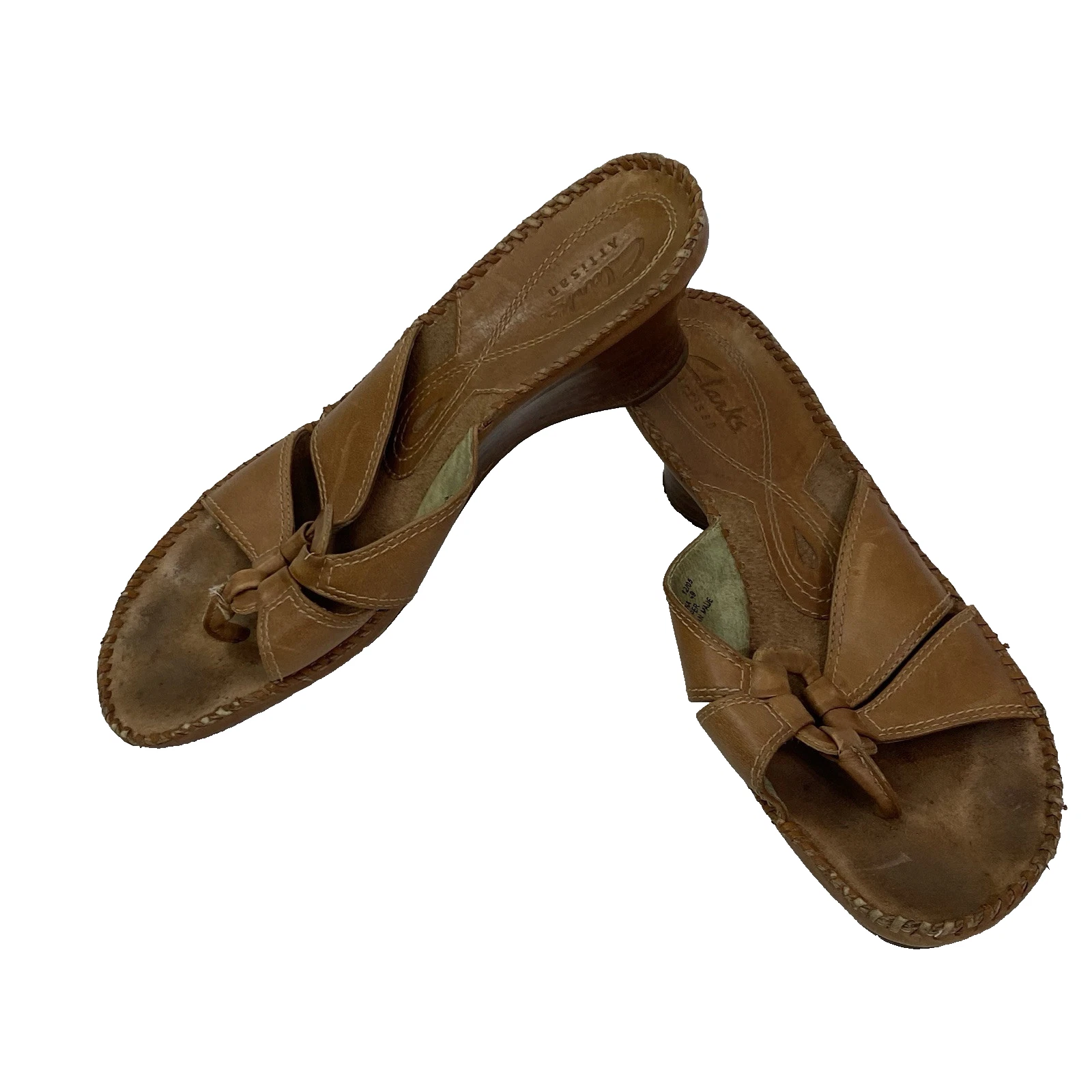 Sandali donna Clarks Artisan infradito pelle marrone zeppa punto frusta 8 5 M