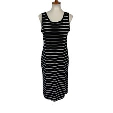 Lulus Striped Dress Small Sleeveless Black White Bodycon Stretchy