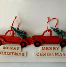 Christmas Ornaments Red Trucks with Christmas Tree 2