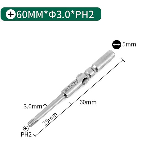 6mm Round Shank Magnetic Screwdriver Bit Phillips PH00 PH0 PH1 PH2 Long 50-150mm - Picture 40 of 55