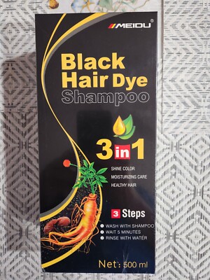 MEIDU BLACK HAIR DYE SHAMPOO 3 IN 1 SHINE COLOR MOISTURIZING CARE NET 16.9 OZ