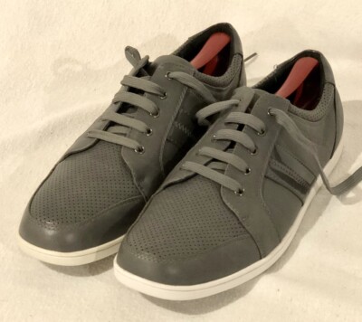 Pelle Pelle Mens Gray Leather Lace Up Casual Sneaker Shoes Size 10.5 Pre Owned