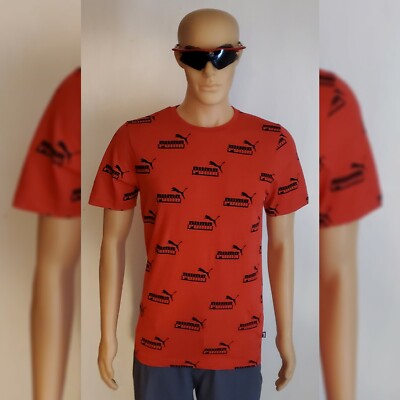 PUMA AMPLIFIED AOP TEE TSHIRT MEN'S CREW NECK SHORT SLEEVE SIZE M RED