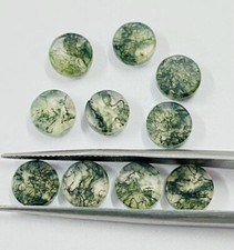  WHOLESALE NATURAL MOSS AGATE BOTH SIDE FLAT ROUND SHAPE LOOSE GEMSTONE