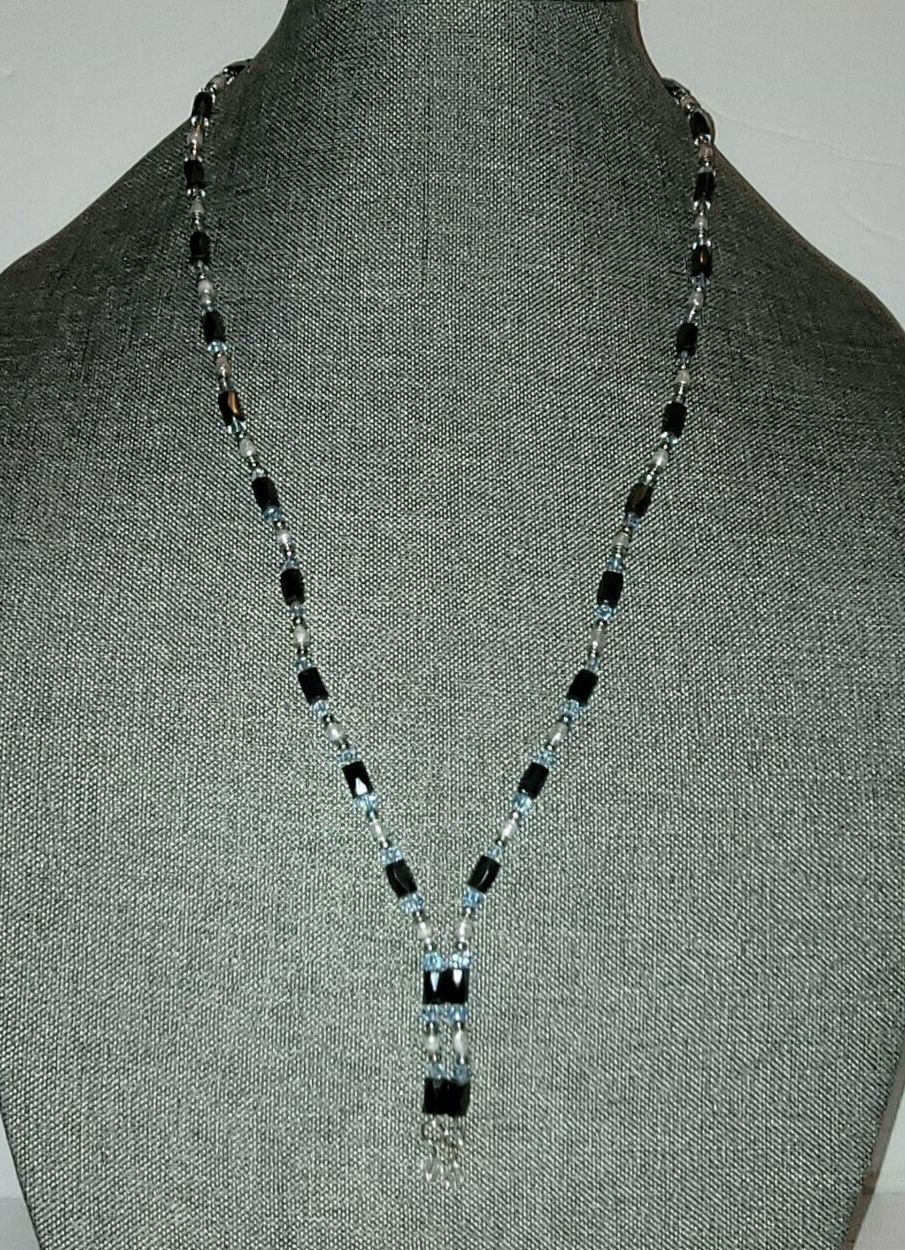 Magnetic Blue White Freshwater Rice Pearl Necklace Wrap Bracelet-image