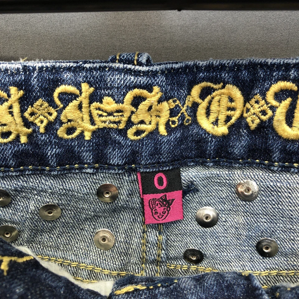 Dollhouse Long Denim Skirt Size 0 37" Length Stretch Rock Hippie Alt Studded Y2K - Image 4 of 4