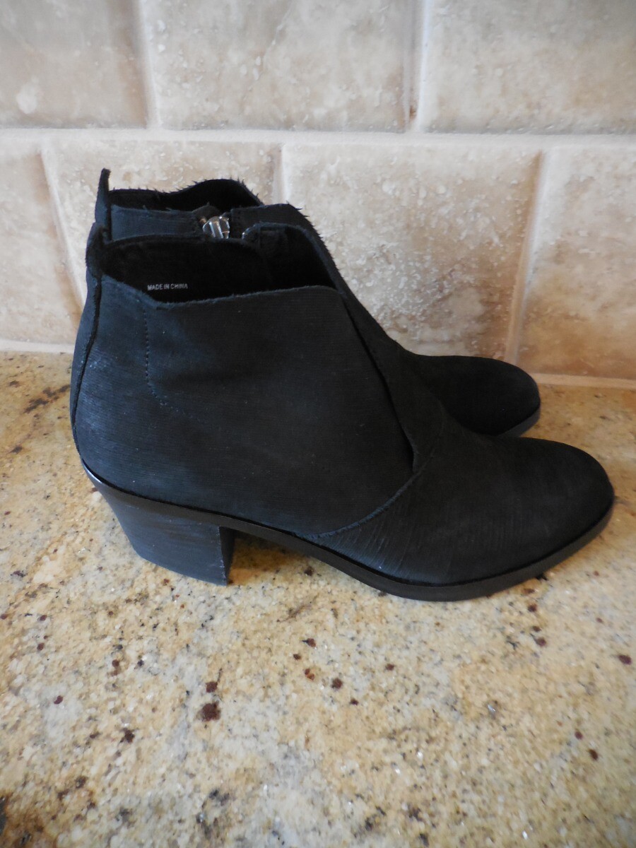 Eileen Fisher Murphy Bootie Black Intaglio Nubuck Leather Zip Zip Zip Ankle Boot NEW 7.5 4de186 Eileen Fisher Murphy Bootie Black Intaglio Nubuck Leather Zip Zip Zip Ankle Boot NEW 7.5 4de186