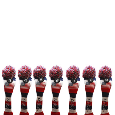 USA Majek Golf 3 4 5 6 7 8 9 Hybrid Headcovers Pom Pom Knit Classic Vintage Look