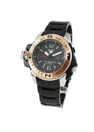 Seiko Men's Black Dial Sports Automatic Map Meter Chronograph