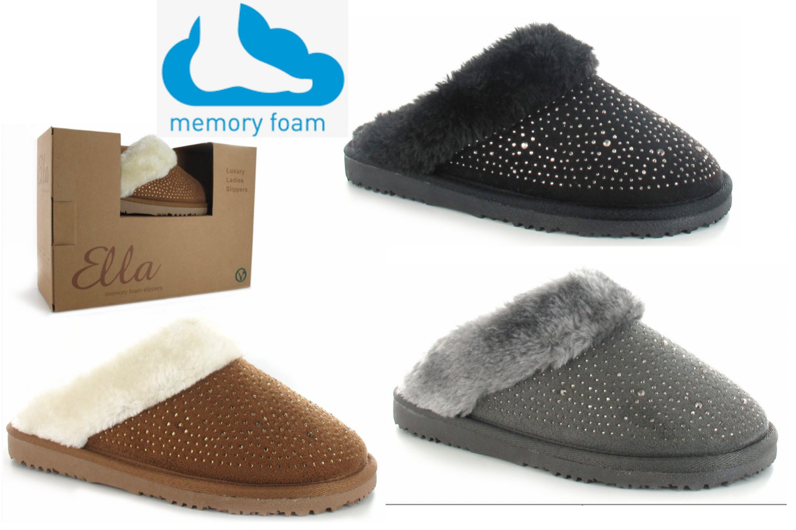 SAOLA ELLA CHARLOTTE PANTOFOLE DONNA MULE NUOVE DONNA MEMORY FOAM SUOLA RIGIDA JILL