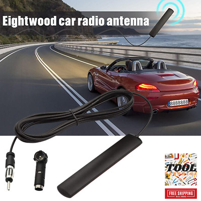 Eightwood Hidden Car Stereo FM/AM Radio Antenna Windshield Mount Plug + Adapter