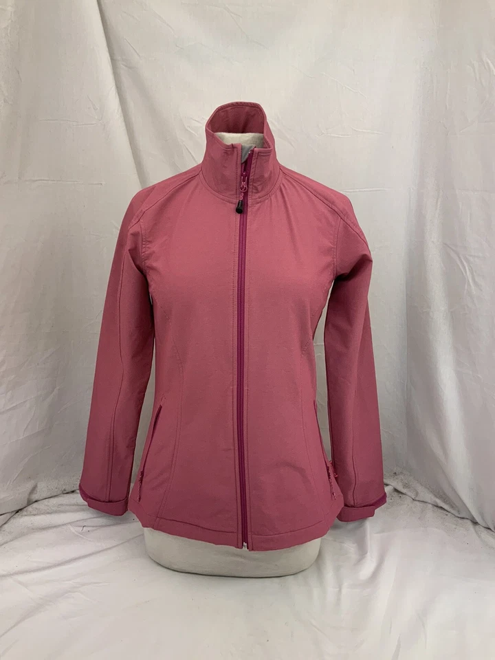 Merrell Track Jacket S Pink Full Zip Polyester Stret Long Sleeve NWOT YGI T1-327 - Image 2 of 4