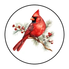 30 1.5" CARDINAL LABELS ROUND STICKERS ENVELOPE SEALS