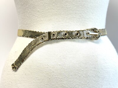 Vintage WHITING & DAVIS CO GOLDTONE METALLIC MESH BELT EUC  display picture 3