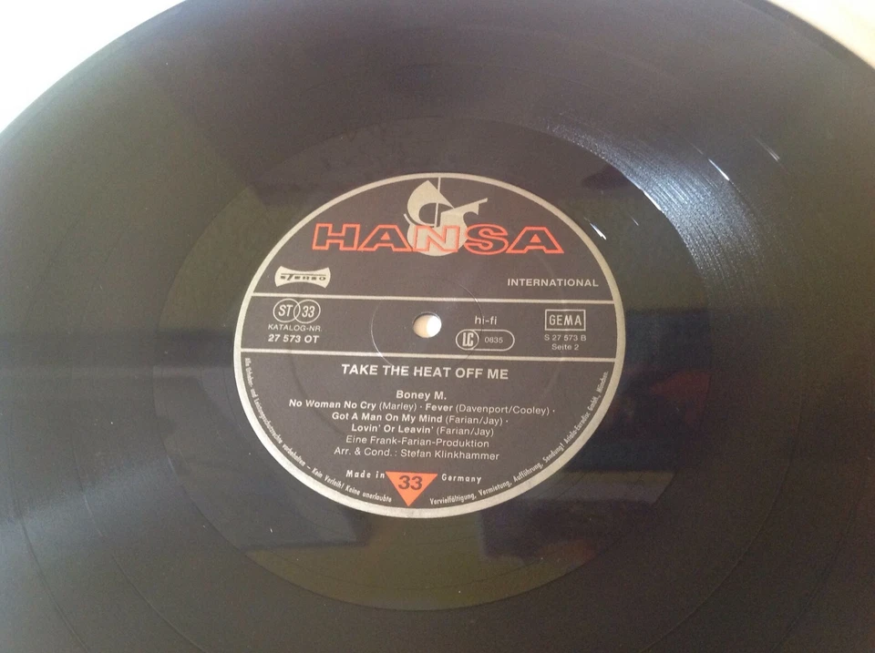Boney M (LP, Vinyl) TAKE THE HEAT OFF ME [HANSA 27573 OT **German press +Poster] - Image 3 of 4