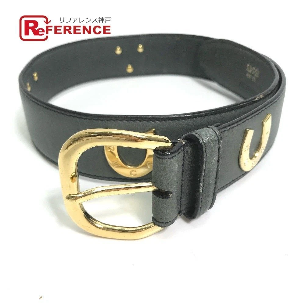 Ceinture GUCCI Gucci en cuir gris X doré longu,3 cm accessoire de mode unisexe authentique
