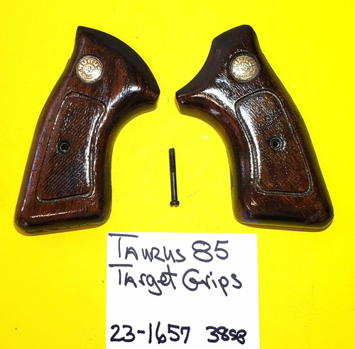 USED FACTORY TAURUS SMALL FRAME REVOLVER WOOD TARGET GRIPS 85 605 .38 ...