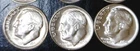 1954 pds BU ++ Roosevelt SILVER Dime Coins NICE 3 Coin LOT  PRICED AT MELT !