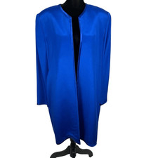 Miller Shor Nwt 100% Silk Vibrant Blue Collarless Open Tunic - Women’s 12