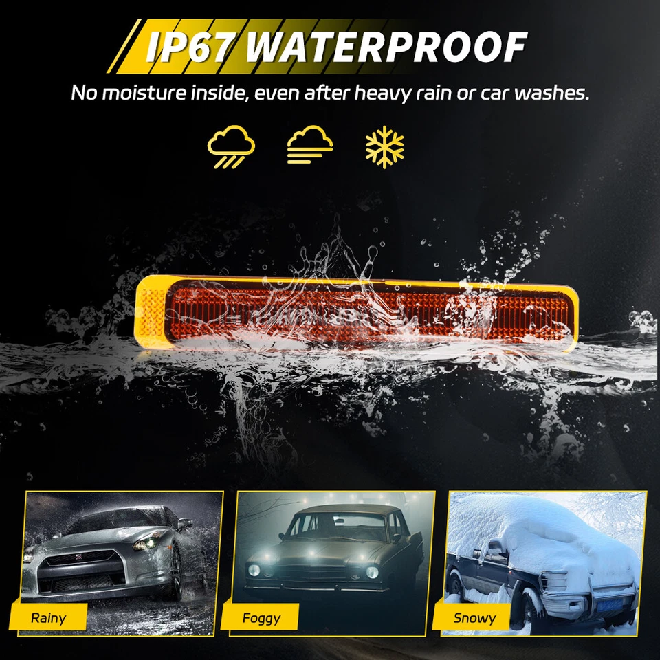 2X Amber Lens Front Side Marker Reflectors Lights For 2005-2007 Mercury Mariner - Image 3 of 4