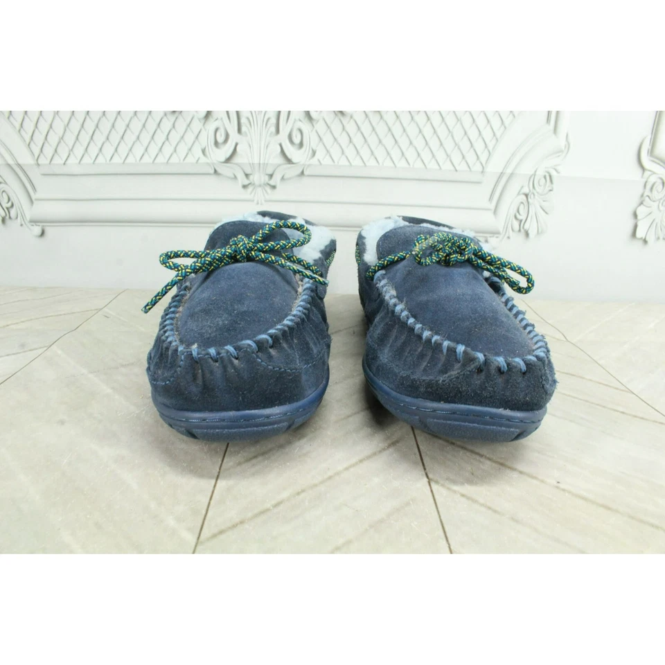 Zapatillas mocasín forradas de piel de oveja LL Bean Kids azul gamuza Wicked Good talla 3 Foto 4 de 4