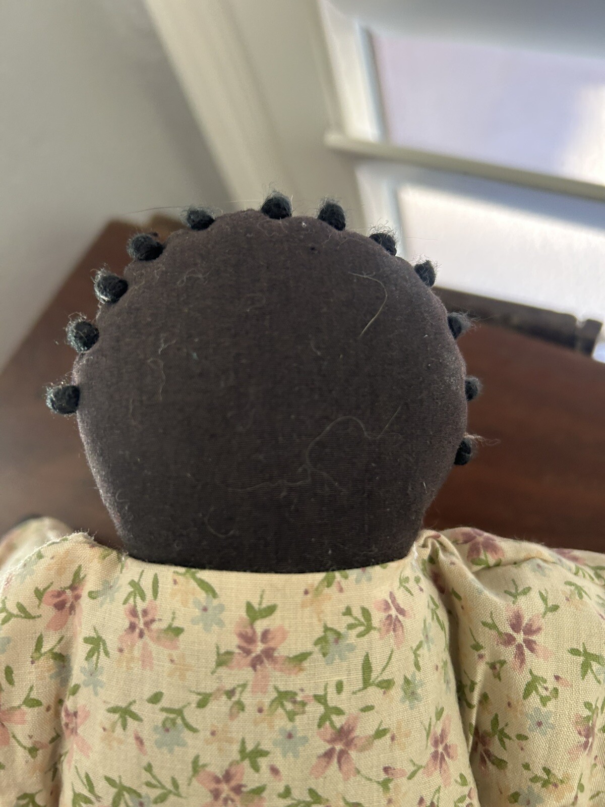 Vintage Handmade African American Black Cloth Doll With Apron