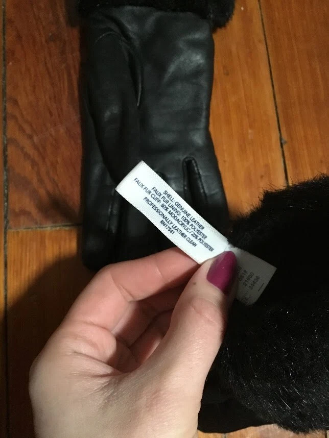 Guantes Charter Club de cuero para mujer con puños de piel sintética talla M Foto 4 de 4