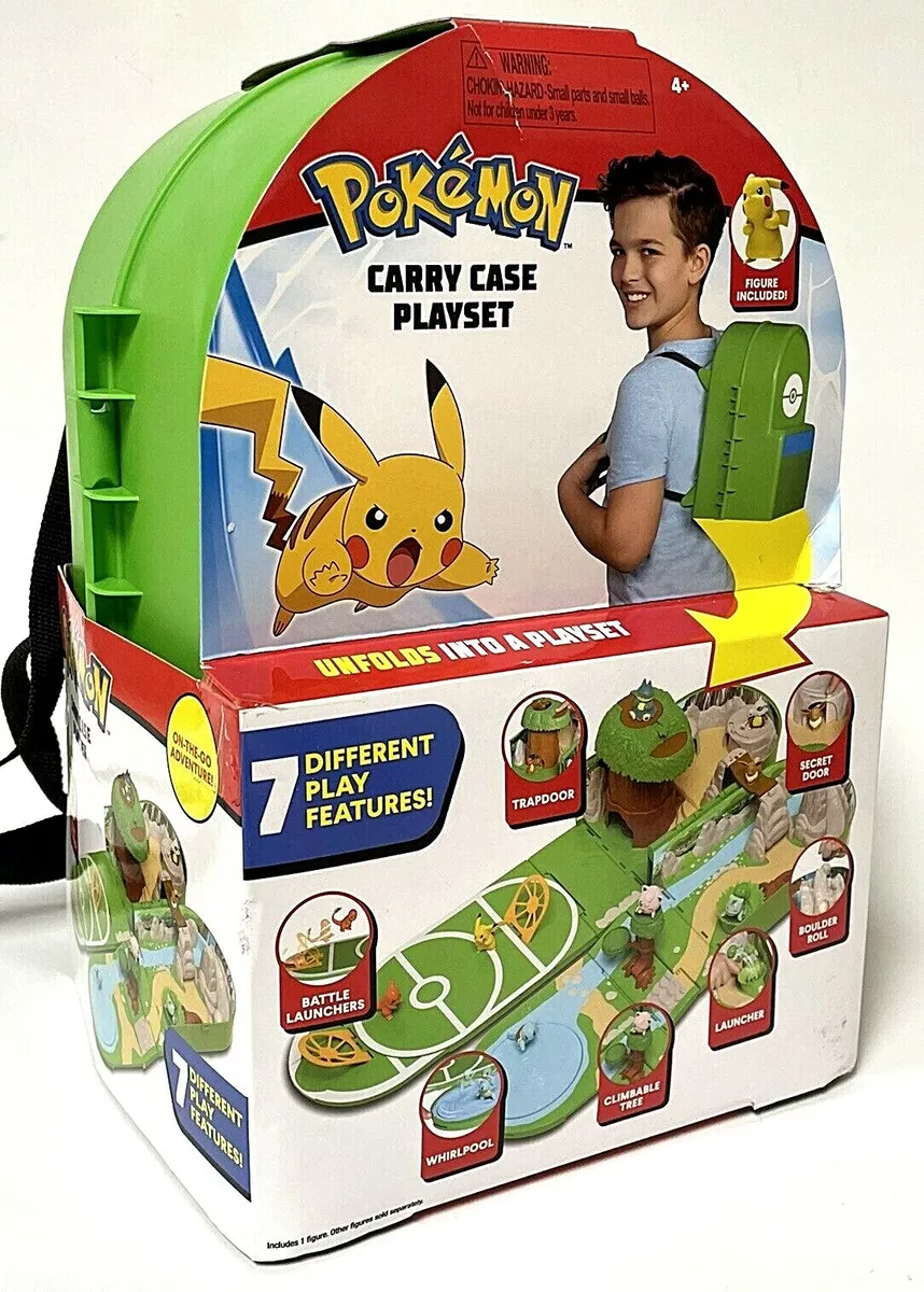 Pokémon Carry Case Playset, Feat. Different Locations Within One Playset,  with 2-Inch Pikachu Figure, Treetop Trap Door, Battle Area, Hidden Cave and