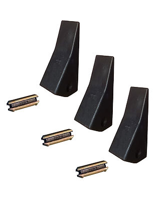 3-Pack Backhoe / Skid Steer Bucket Teeth With Pins - Fits John Deere, Case, Terex