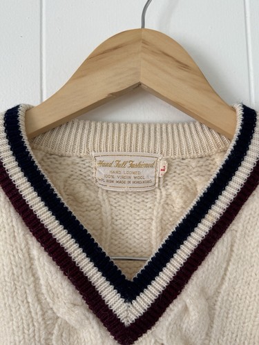 Vintage Virgin Wool Hand Loomed Kids Varsity Sweater Size Large - Picture 4 of 6