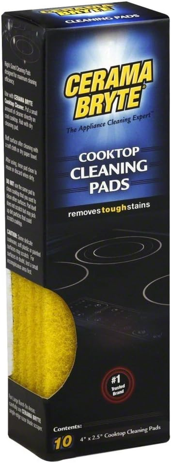 Cerama Bryte 1 X 10 Pack Cleaning Pads Cooktop and Stove Top Cleaner for Glass -