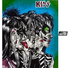KISS BAND Music Rock ORIGINAL Abstract Medium Size Art Acrylic Hand Made NEW