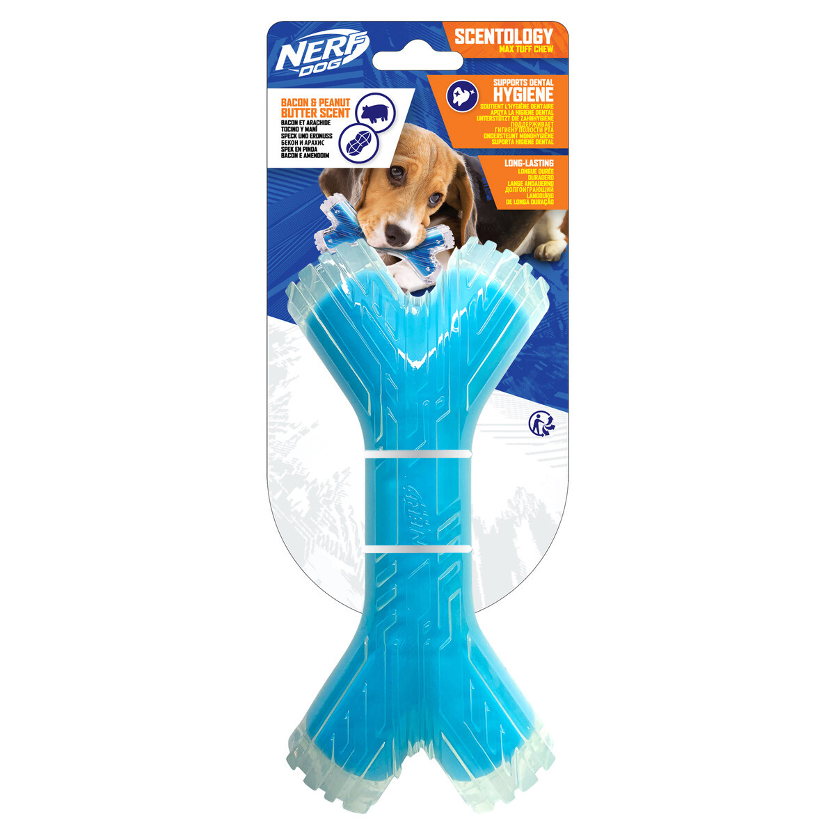 NERF Dog Scentology Hundespielzeug – Erdnussbutter-Geruch, 25 Cm, Knautschbar & Gut Für Die Zahnhygiene