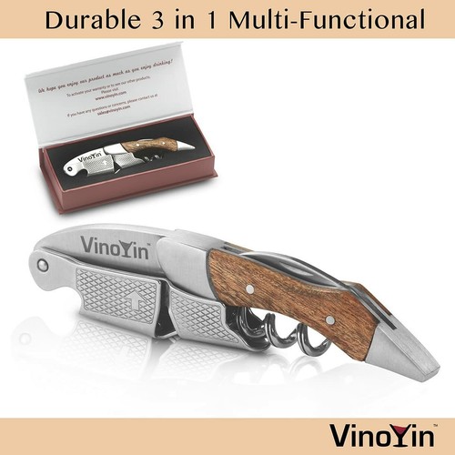 All In One Waiter's Corkscrew Gift Set - Stainless Steel with Ebony Wood Handle - 第 11/16 張圖片