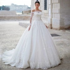 Elegant Boat Neck Long Sleeve Wedding Dress   Illusion Bodice, Empire Waist