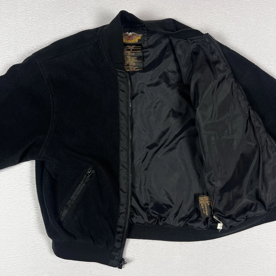 男式复古哈雷戴维森全拉链羊毛轰炸机夹克衬里尺寸 M — 第 4/4 张图片