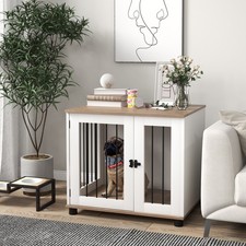 Dog Kennel Furniture Side End Table Indoor with Lockable Door, for Small and Med