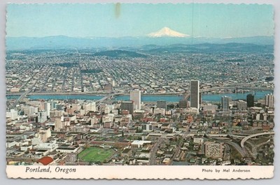 Portland Oregon Willamette River Mount Hood Cascade Mountain Range Postcard