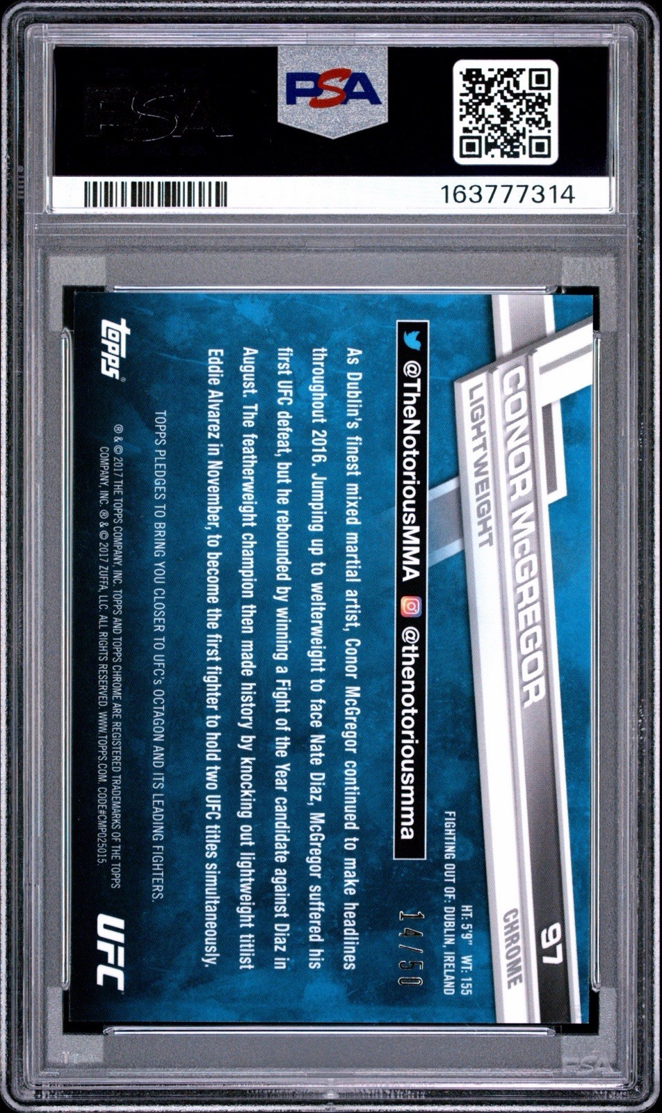 2017 Topps Chrome UFC Conor McGregor Gold Refractor /50 PSA 9 MINT 1st Chrome view 2