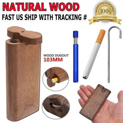 Wooden Dugout Pipe Self Cleaning Metal Bat Poker Smoking Pipe One Hitter Kit US