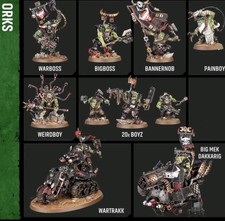 Warhammer 40K Ork half of Armageddon box, no gretchin unassembled NOS w/ bases