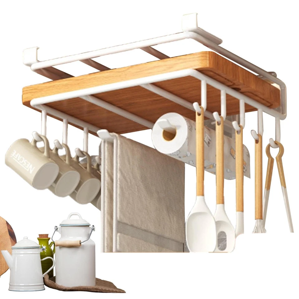 10Hook Mug Cup Rack Holder Under Shelf Kitchen Cabinet Hanger Wardrobe Organiser - Image 3 of 4