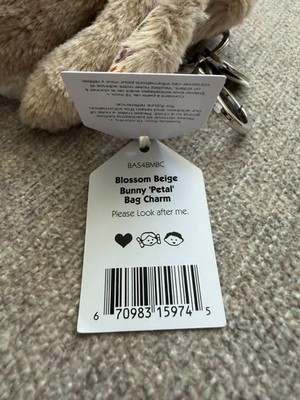 Genuine Jellycat Blossom Beige Bunny 'Petal' Bag Charm - NWT