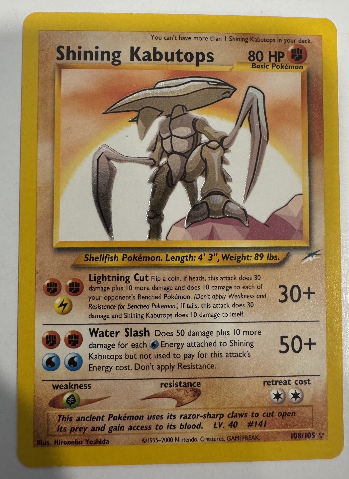 Shining Kabutops 108/105 Pokemon Neo Destiny Unlimited Holo Rare LP WOTC