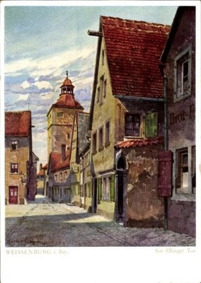 Artist Postcard Weißenburg in Middle Franconia Bavaria, Ellinger Tor - 11525540