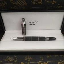 Montblanc Luxury Classic Fountain Pen Black Checkered Body Signature Pen New